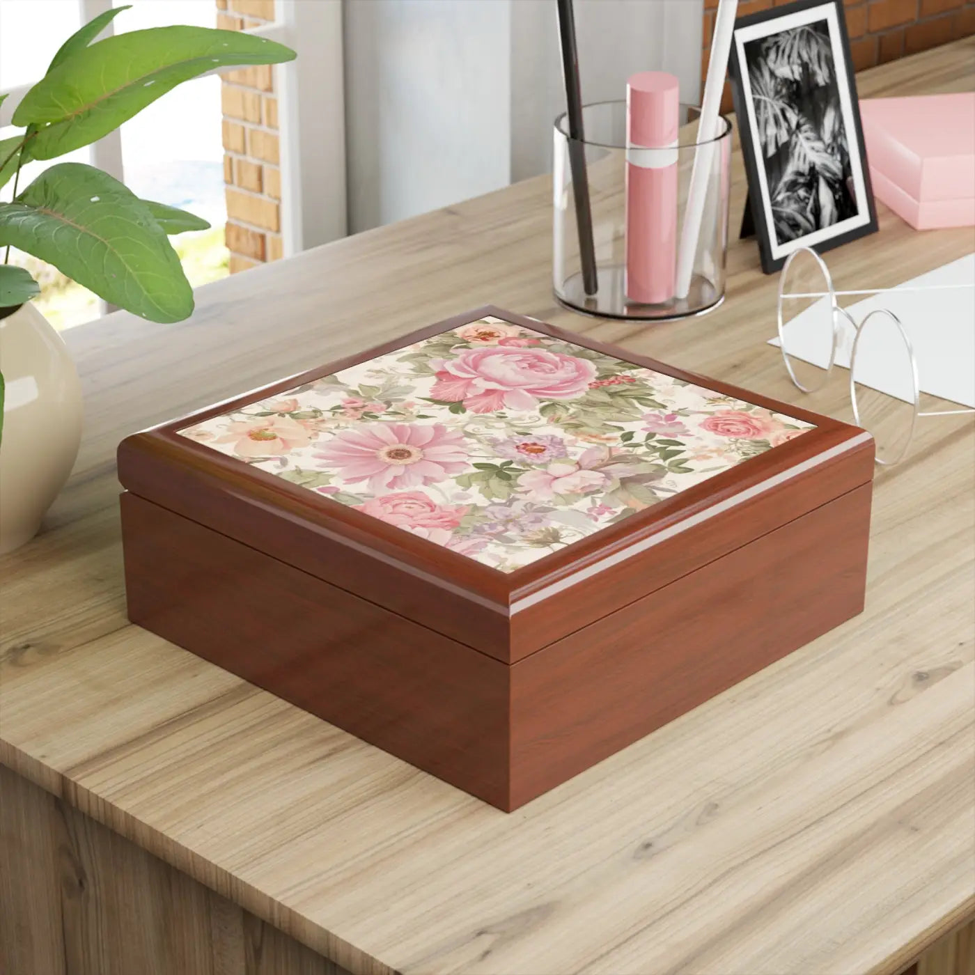 Peony Flower Jewelry Box - Dual Hinges Multiple Colors - DipaliZ