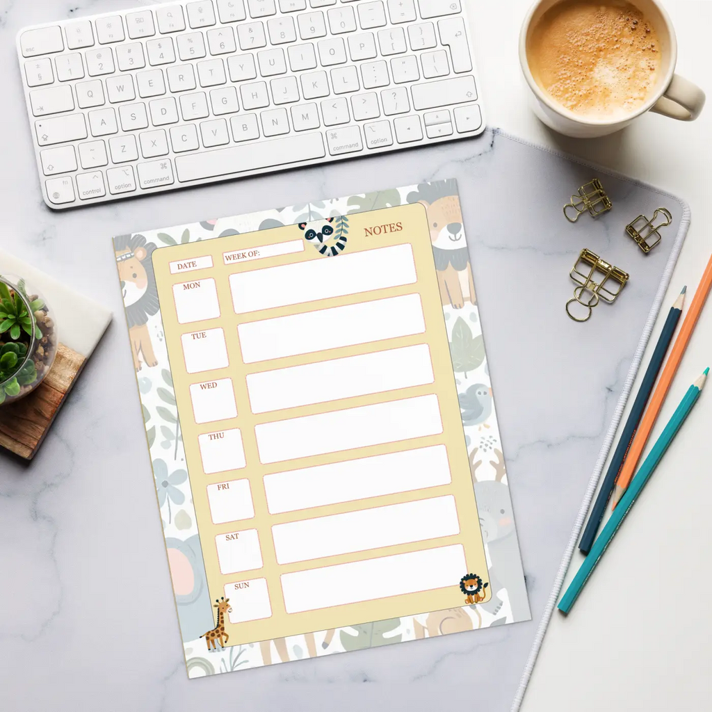 Jungle Animals Daily Planner - Vibrant Notepad for Women - DipaliZ
