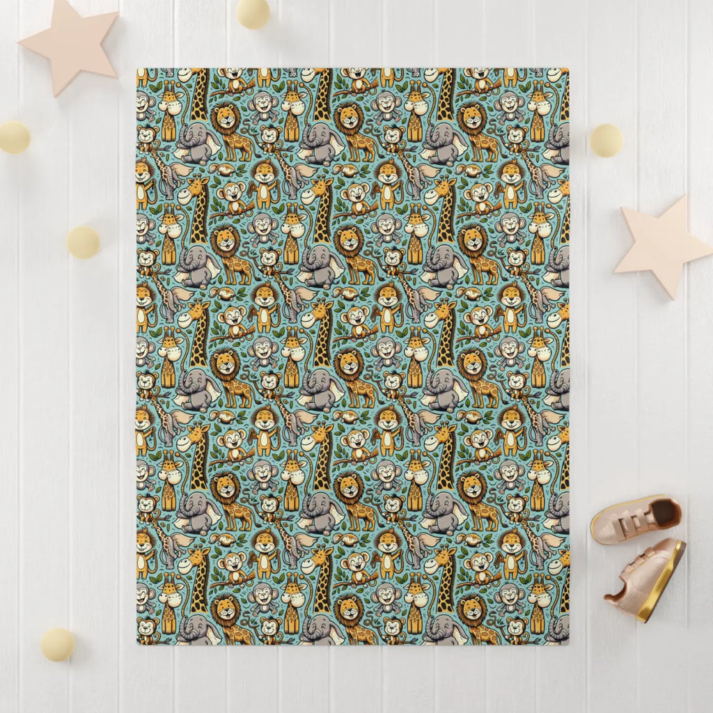 Jungle Animals Fleece Baby Blanket - Soft Nursery Essential - DipaliZ