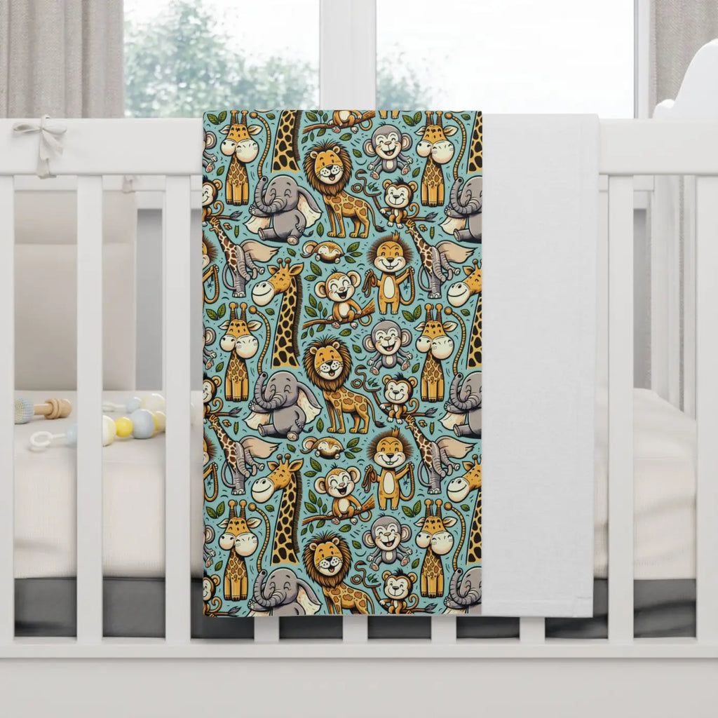 Jungle Animals Fleece Baby Blanket - Soft Nursery Essential - DipaliZ