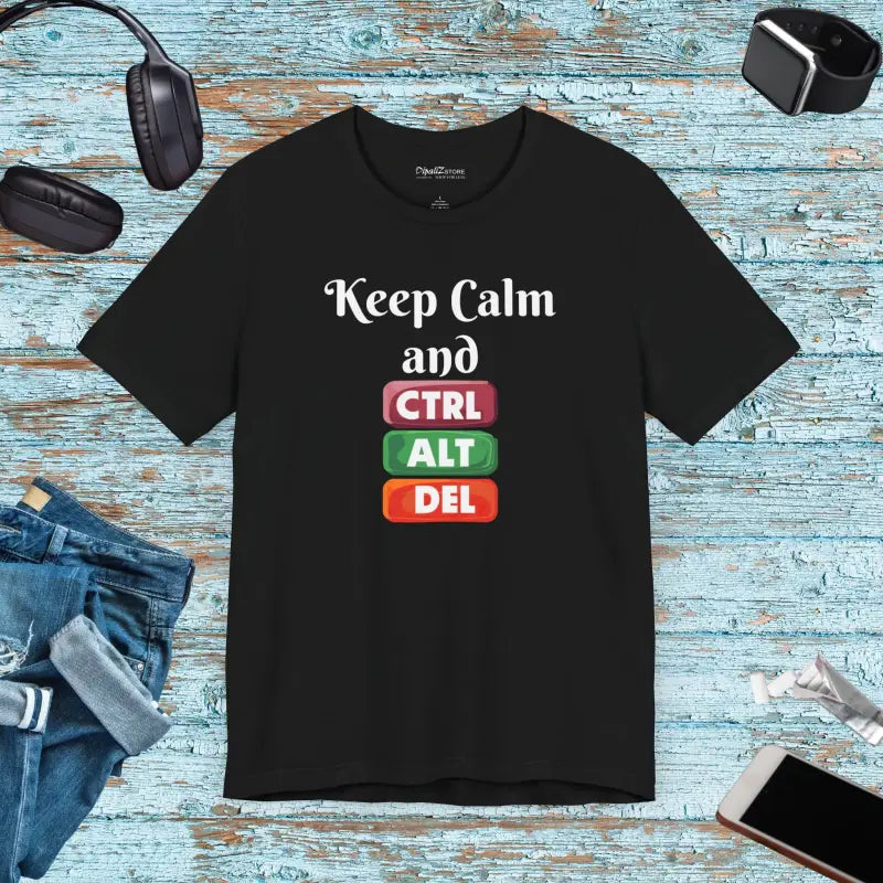 Comfy Unisex Jersey Tee - Ctrl Alt Del Tech Design - DipaliZ