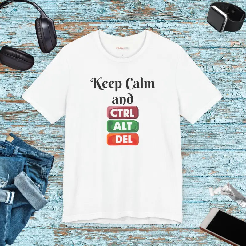Comfy Unisex Jersey Tee - Ctrl Alt Del Tech Design - DipaliZ