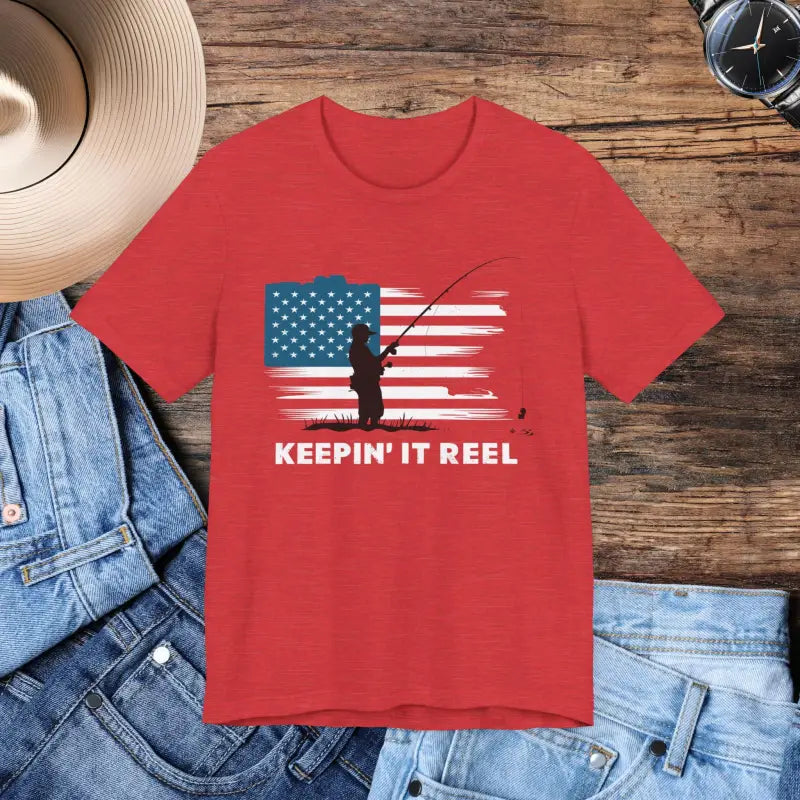 Patriotic Stars and Stripes Tee - Independence Day Fishing - DipaliZ