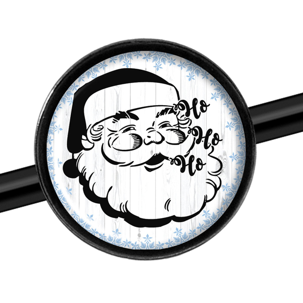 14G Christmas Retro Santa Ho Ho Ho Black Industrial Barbell 37mm