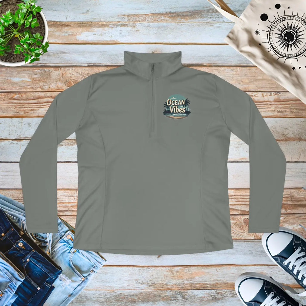 Ladies Quarter-Zip Pullover - Ocean Vibes Style Active - DipaliZ