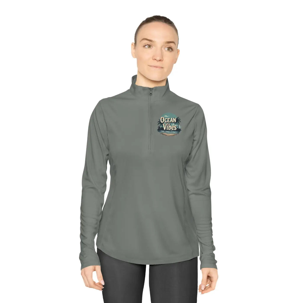 Ladies Quarter-Zip Pullover - Ocean Vibes Style Active - DipaliZ