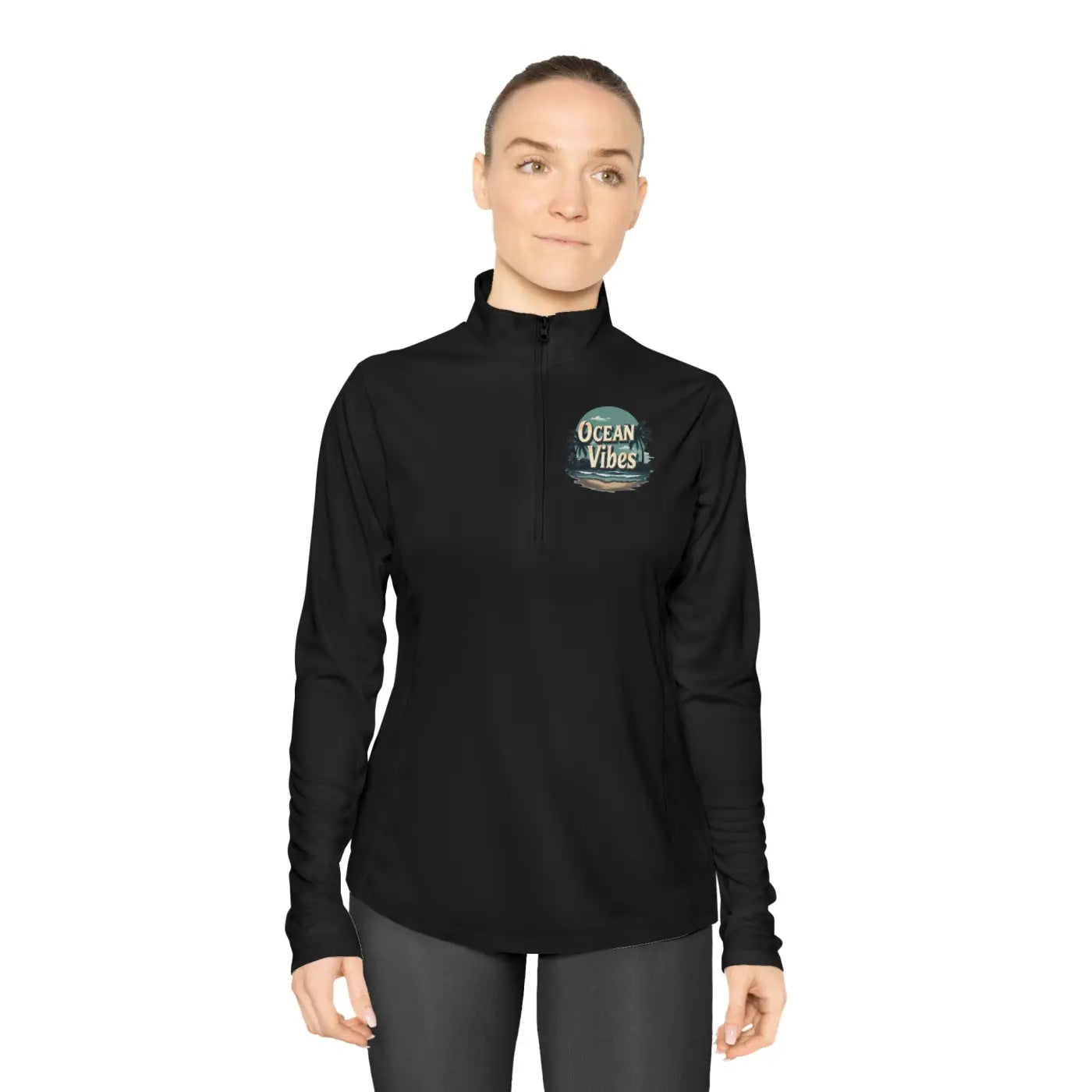 Ladies Quarter-Zip Pullover - Ocean Vibes Style Active - DipaliZ
