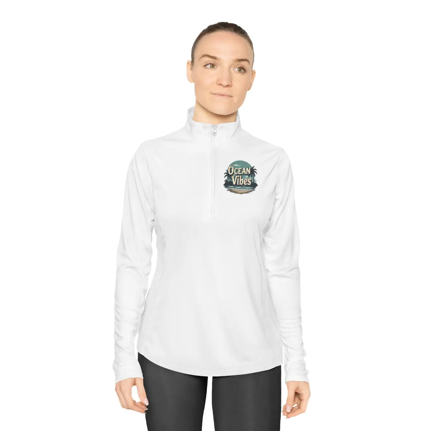 Ladies Quarter-Zip Pullover - Ocean Vibes Style Active - DipaliZ