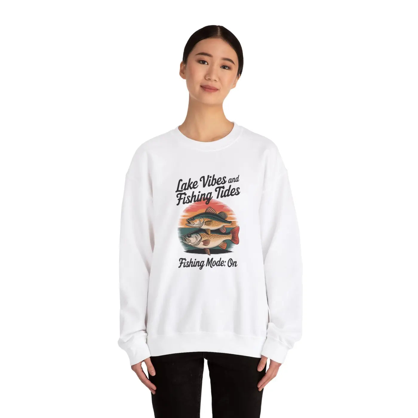 Lake Vibes Heavy Blend Crewneck - Fishing Days Comfort - DipaliZ