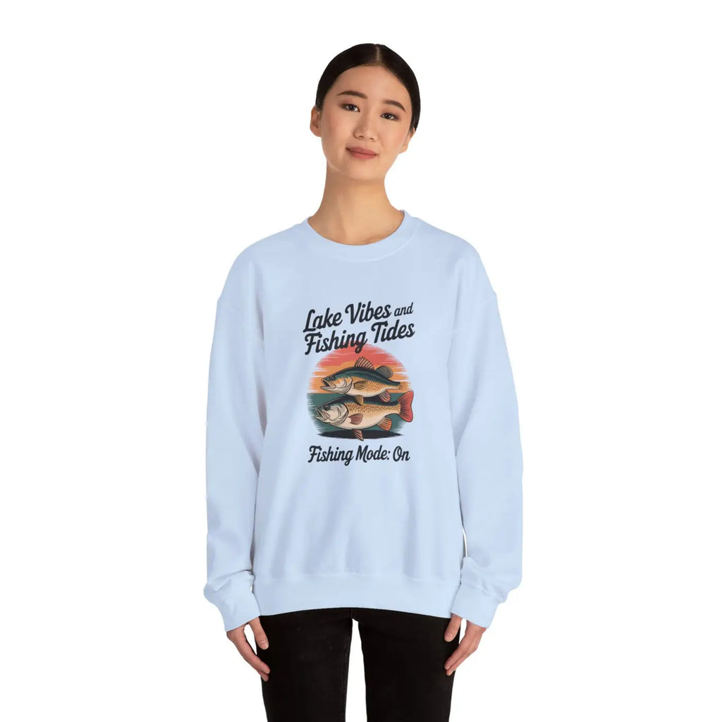 Lake Vibes Heavy Blend Crewneck - Fishing Days Comfort - DipaliZ