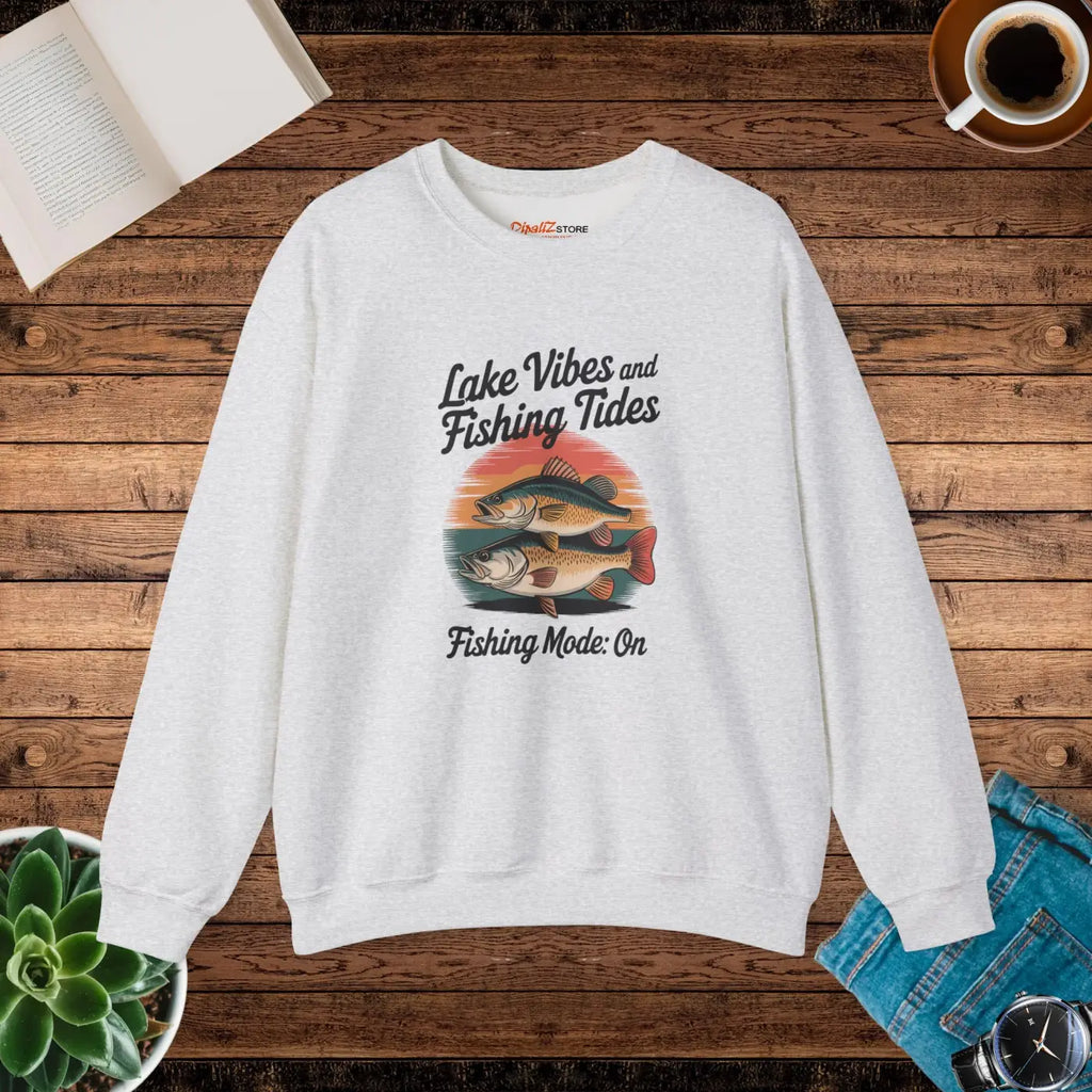 Lake Vibes Heavy Blend Crewneck - Fishing Days Comfort - DipaliZ