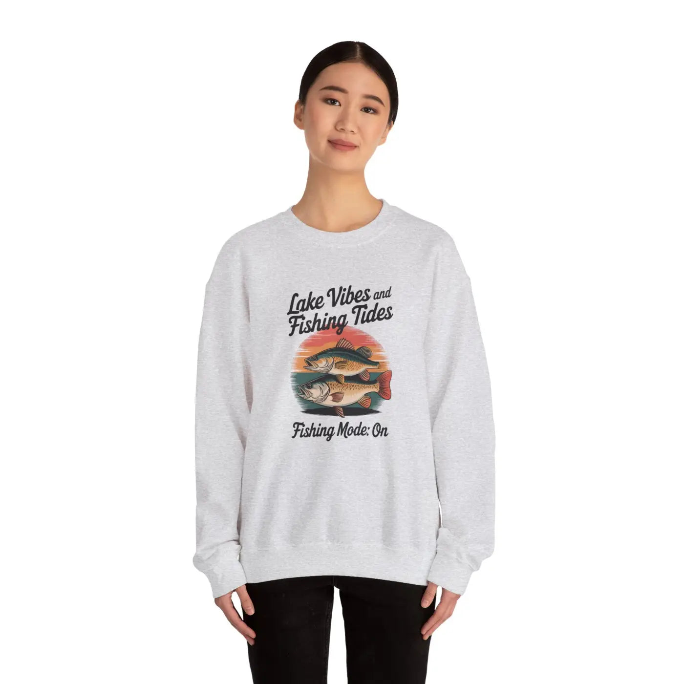 Lake Vibes Heavy Blend Crewneck - Fishing Days Comfort - DipaliZ
