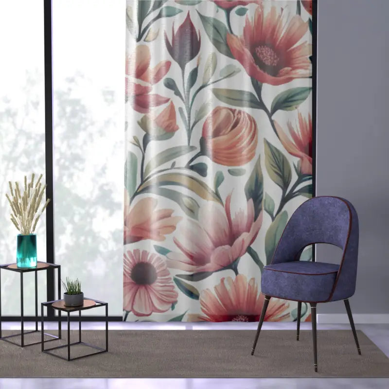Vibrant Window Curtain - Large Colorful Flowers Design - DipaliZ