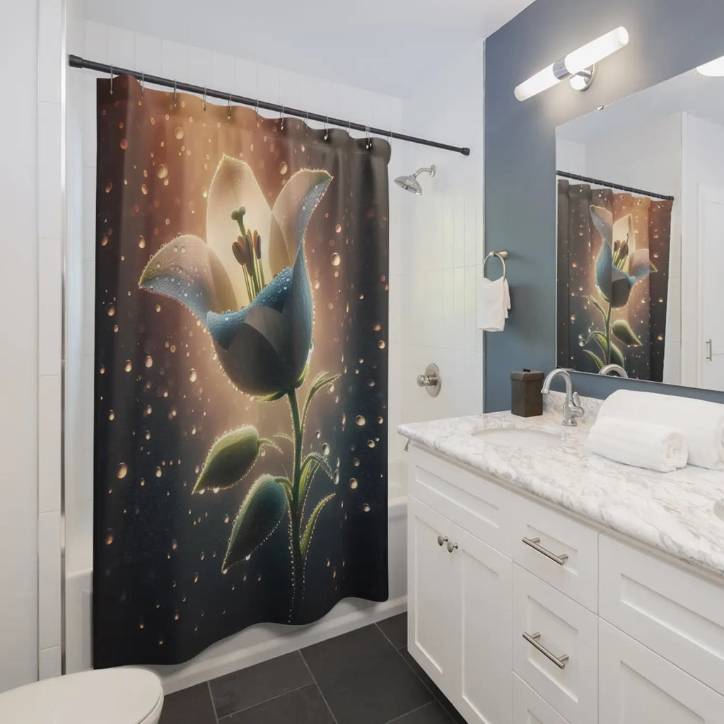 Large Flower Shower Curtains - Abstract Pattern Polyester - DipaliZ
