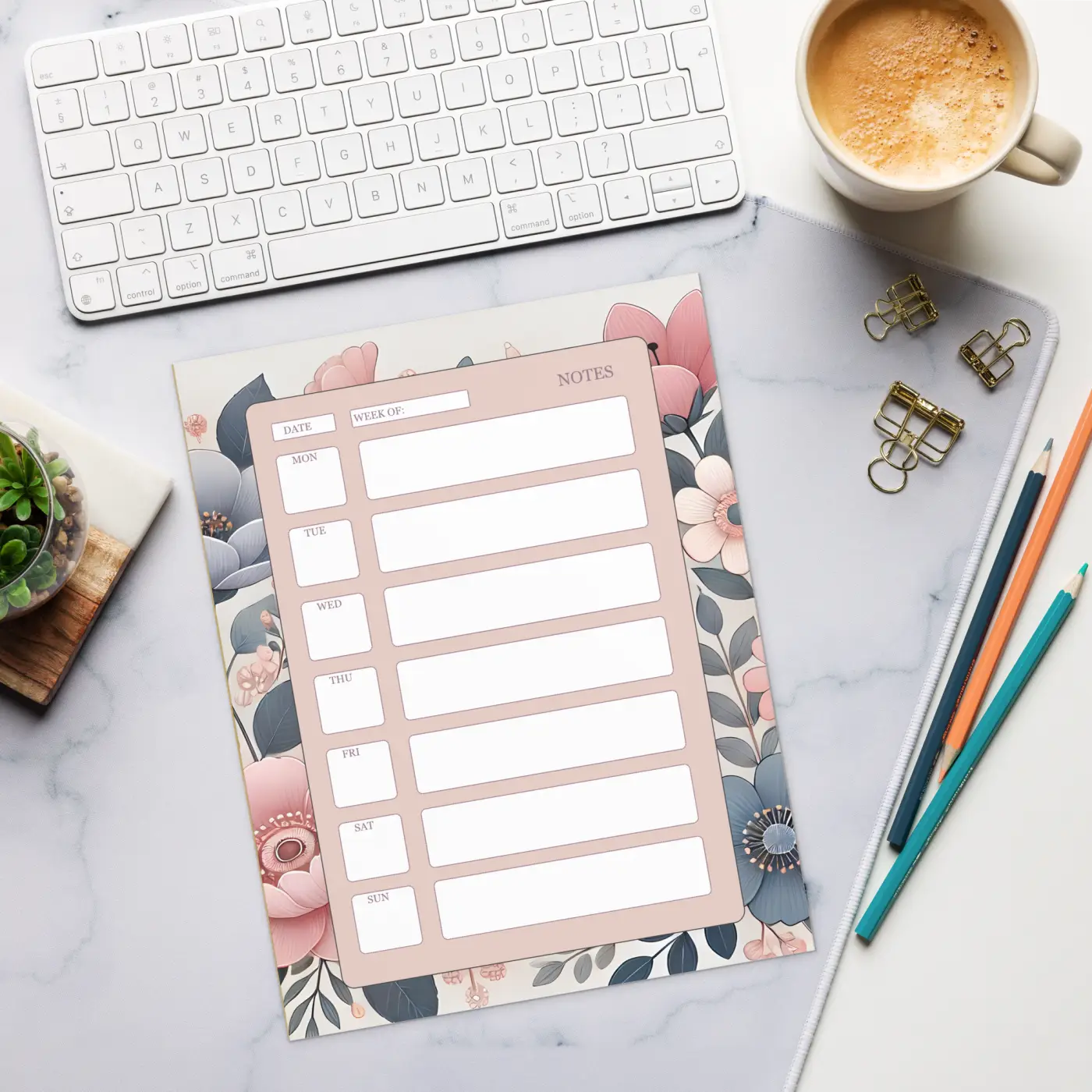 Chic Blossoming Large Flower Planner - Daily Organizer - DipaliZ