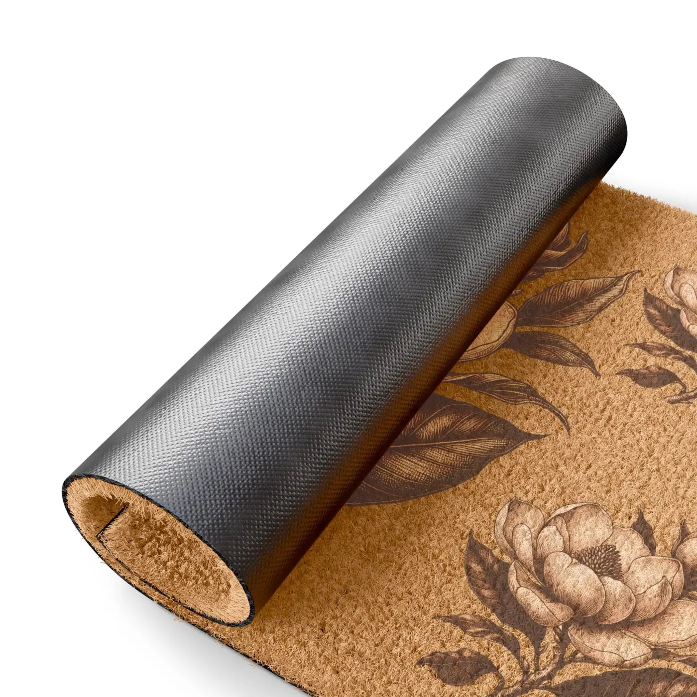 Large Magnolia Tufted Coir Doormat - Elegant Flower Design - DipaliZ