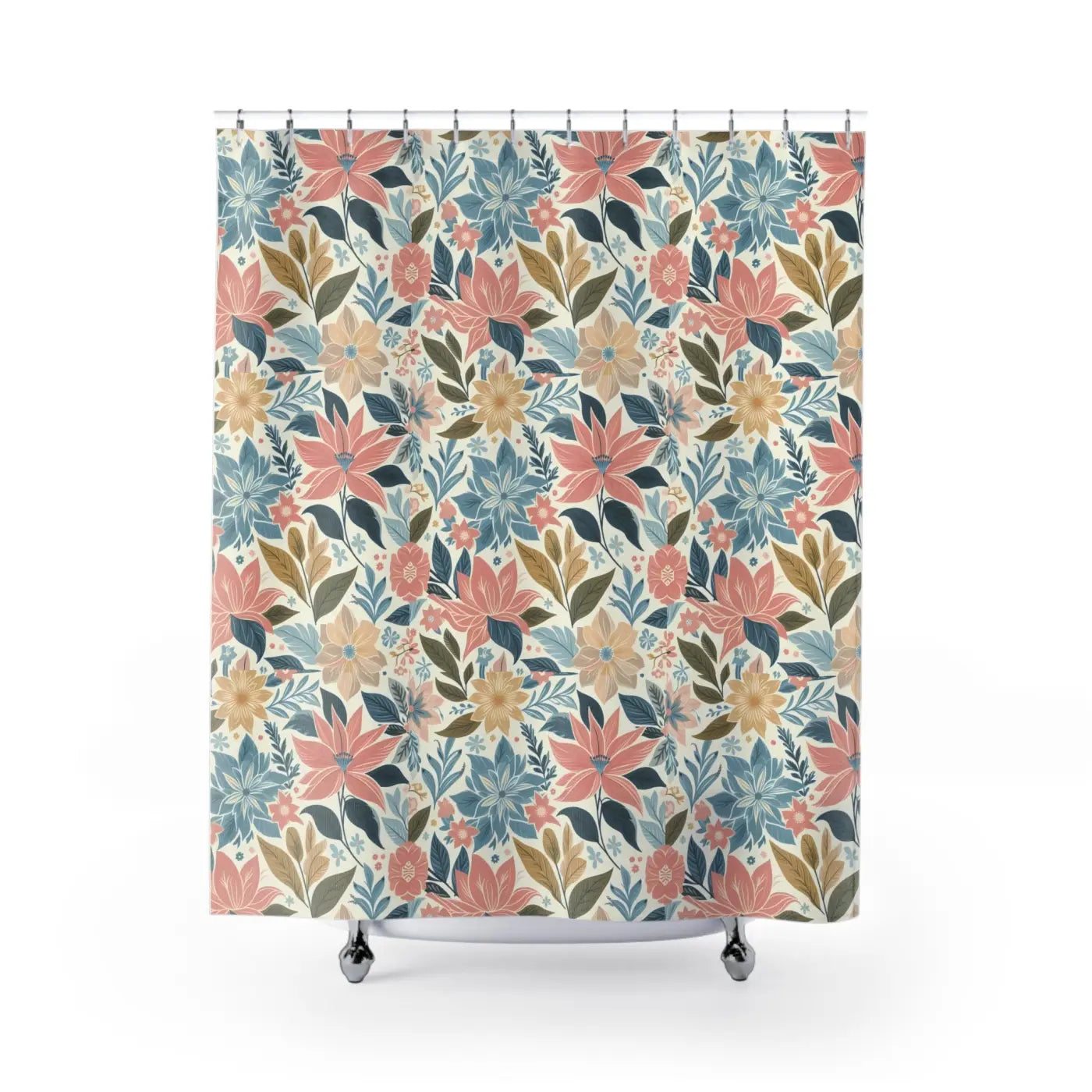Stunning Large Pastel Floral Shower Curtain - Durable - DipaliZ