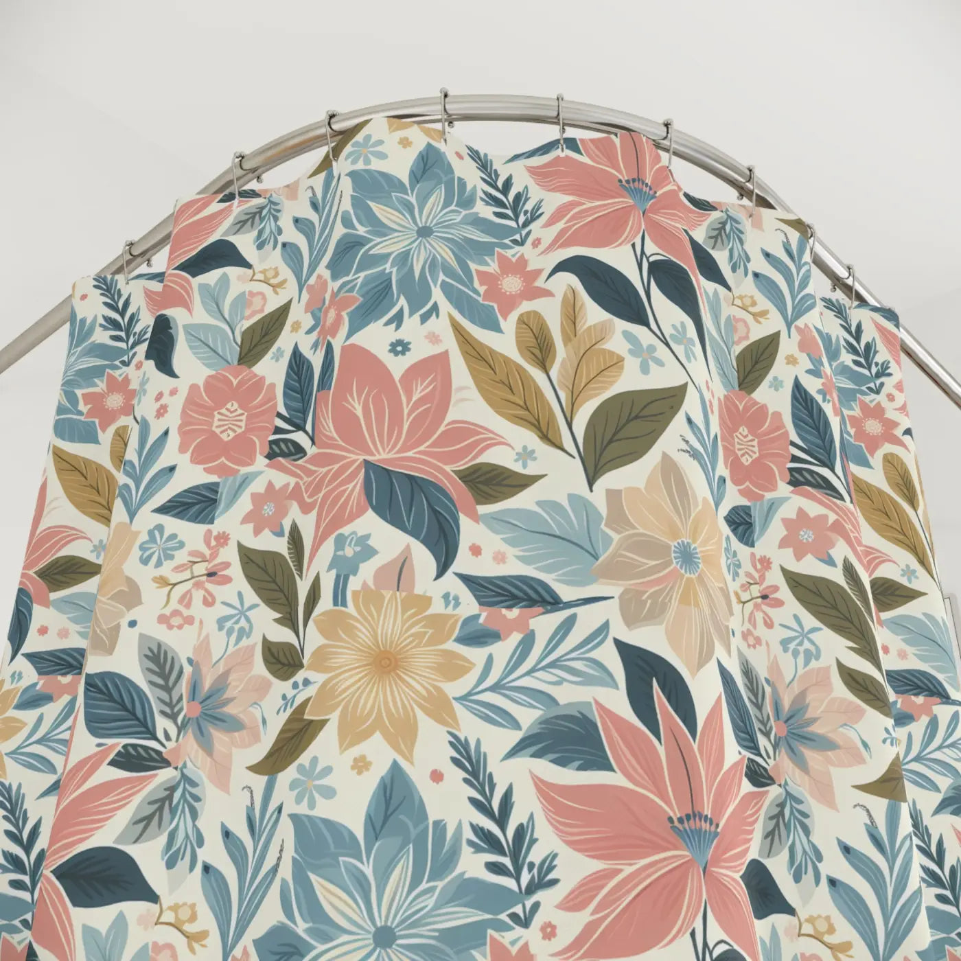 Stunning Large Pastel Floral Shower Curtain - Durable - DipaliZ