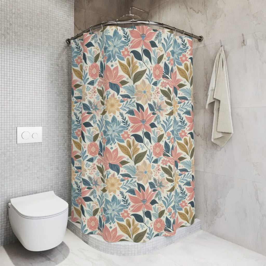Stunning Large Pastel Floral Shower Curtain - Durable - DipaliZ