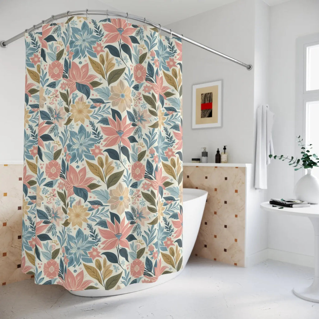 Stunning Large Pastel Floral Shower Curtain - Durable - DipaliZ