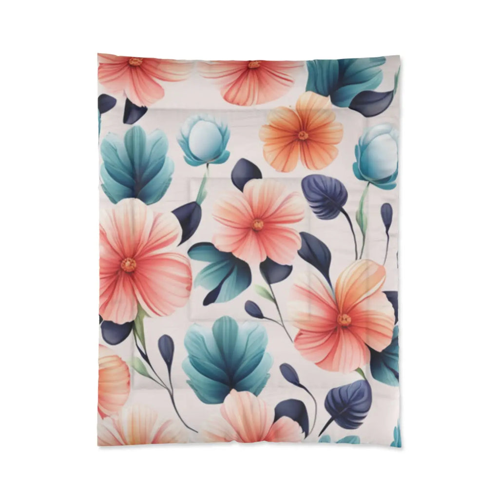 Cozy Comforter - Large Pastel Flowers Pattern - DipaliZ