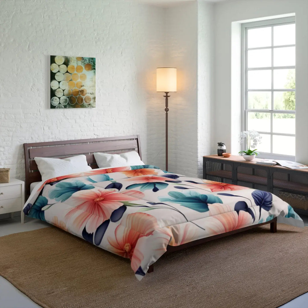 Cozy Comforter - Large Pastel Flowers Pattern - DipaliZ