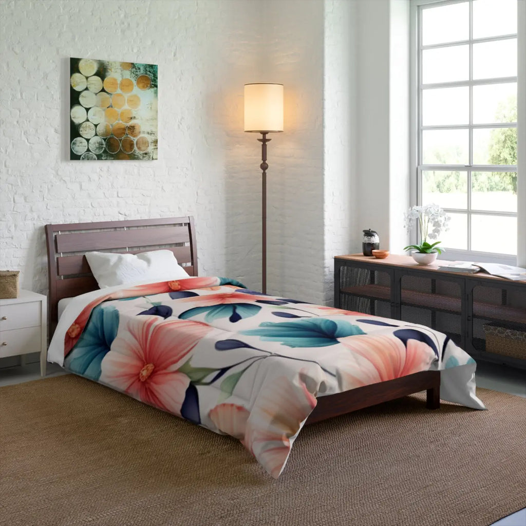 Cozy Comforter - Large Pastel Flowers Pattern - DipaliZ