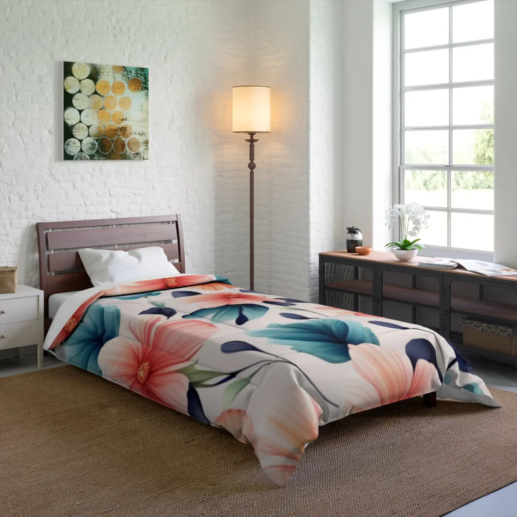 Cozy Comforter - Large Pastel Flowers Pattern - DipaliZ