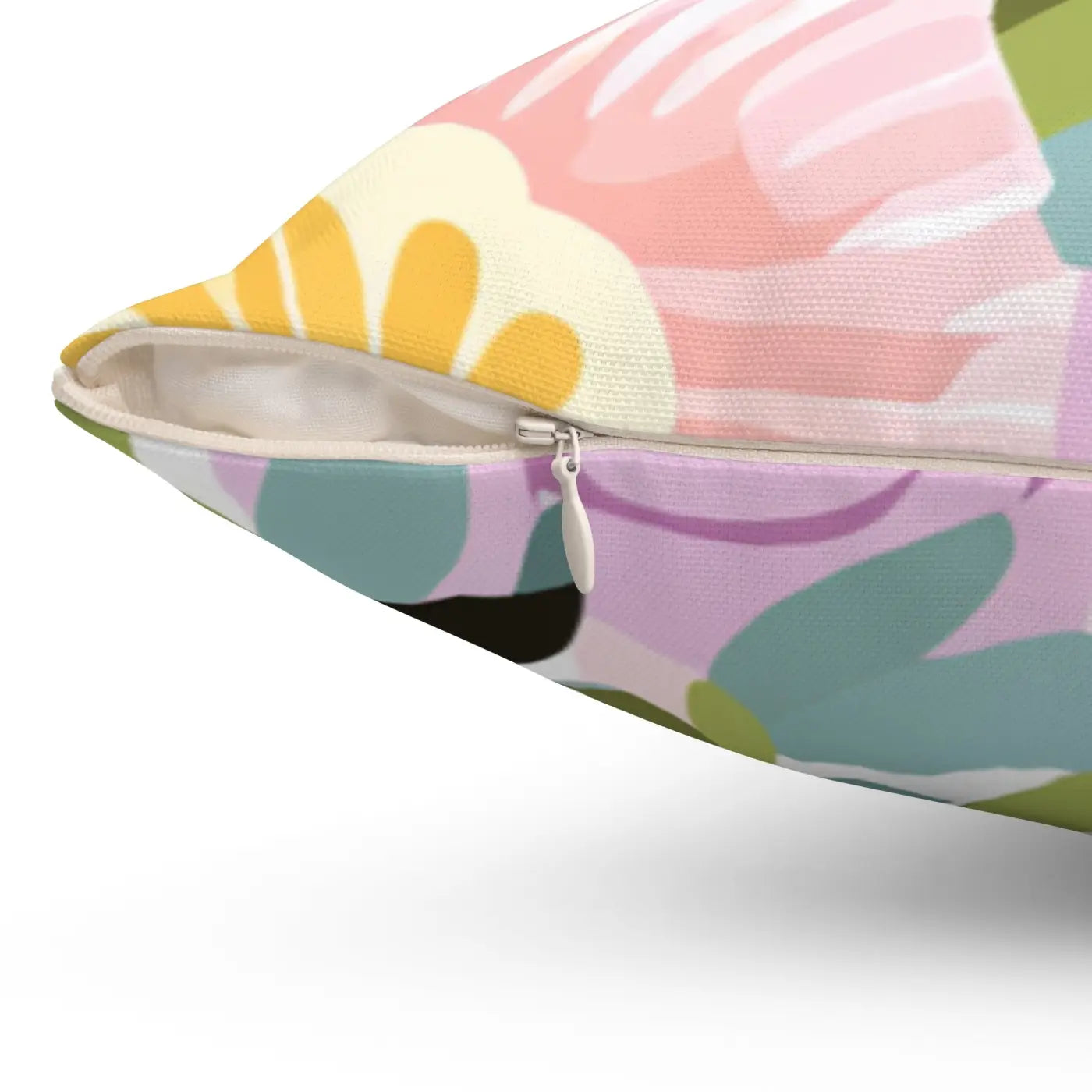Polyester Square Pillow - Large Pastel Flowers Design - DipaliZ