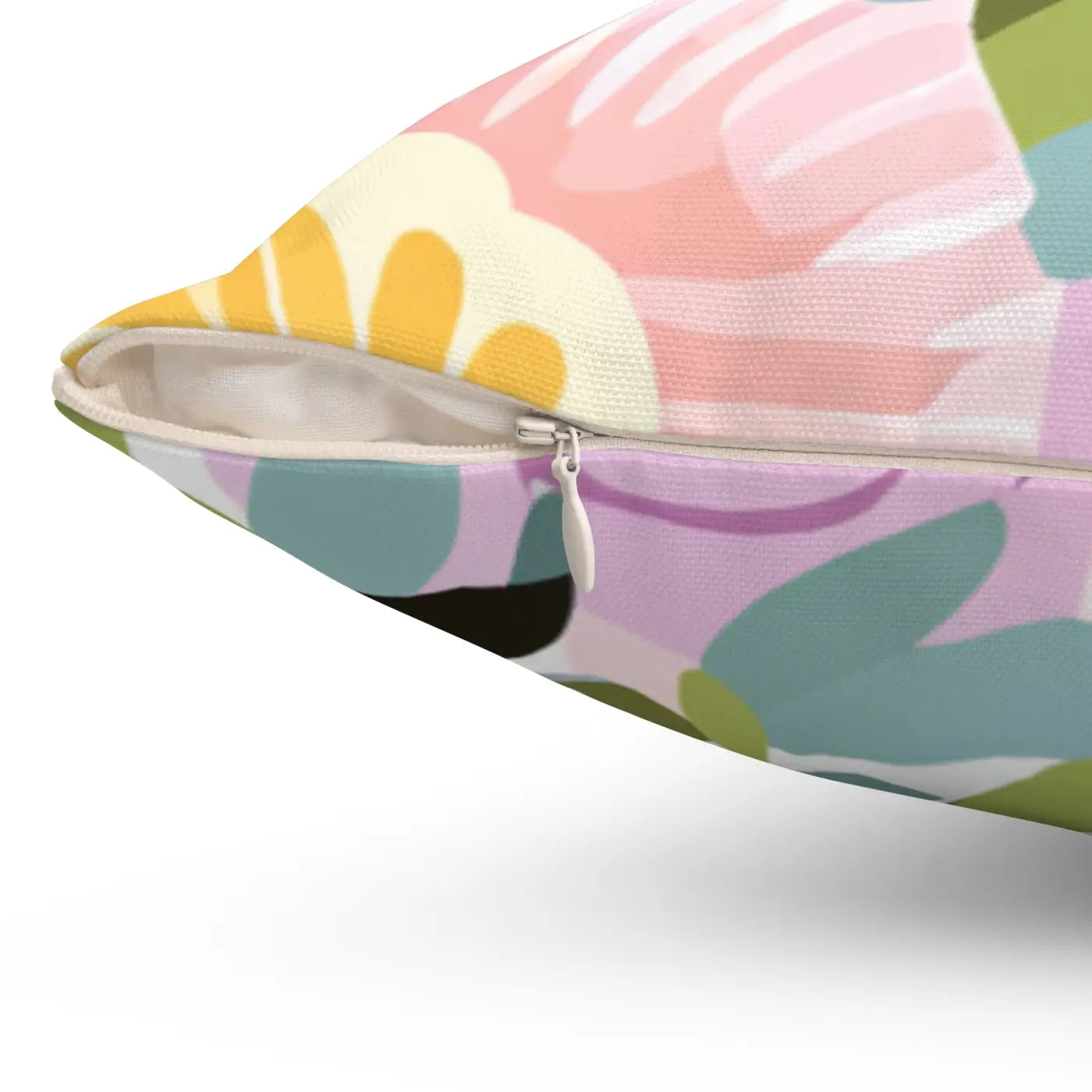 Polyester Square Pillow - Large Pastel Flowers Design - DipaliZ