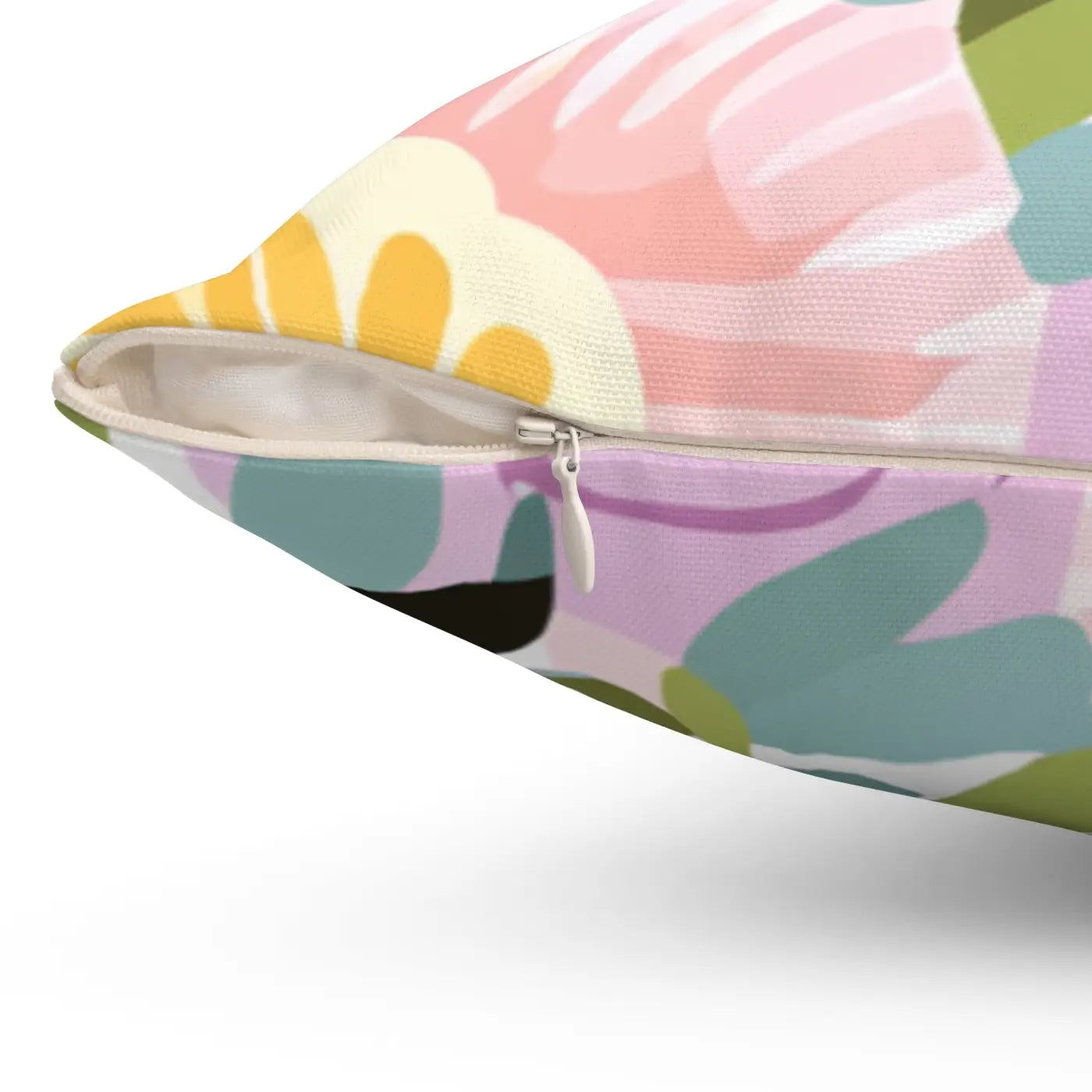 Polyester Square Pillow - Large Pastel Flowers Design - DipaliZ