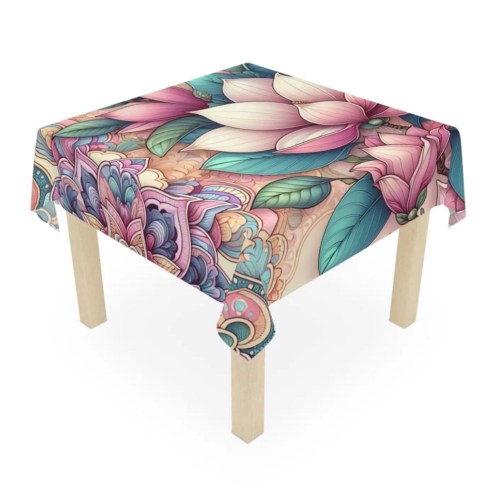 Pink Floral Mandala Dream Tablecloth - Elegant Dining Decor - DipaliZ