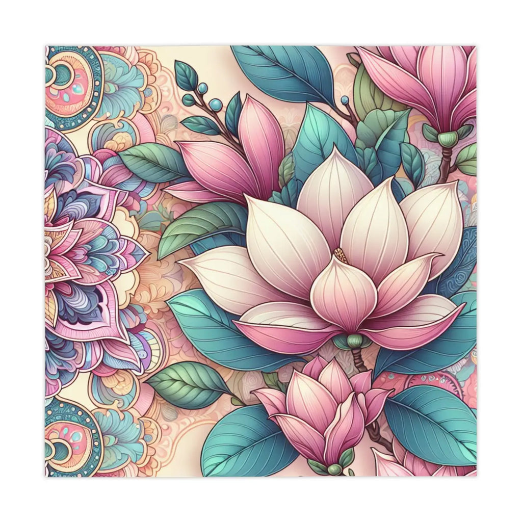 Pink Floral Mandala Dream Tablecloth - Elegant Dining Decor - DipaliZ