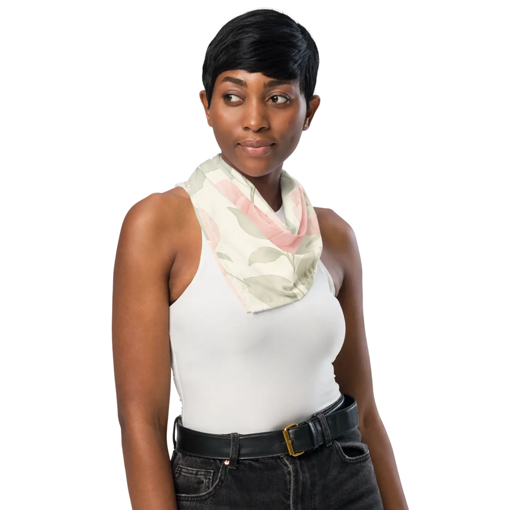 All-Over Print Bandana - Large Pink Rose Flowers - DipaliZ