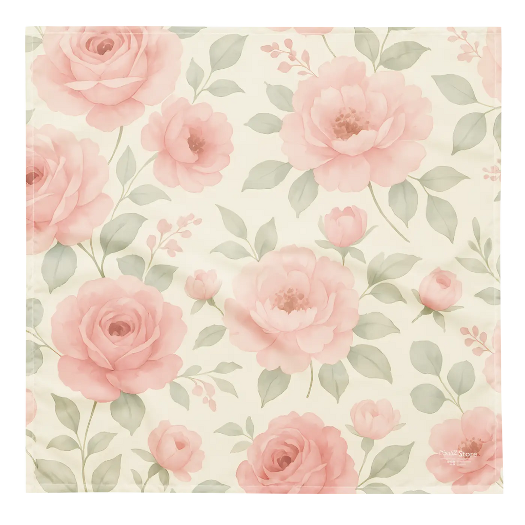 All-Over Print Bandana - Large Pink Rose Flowers - DipaliZ