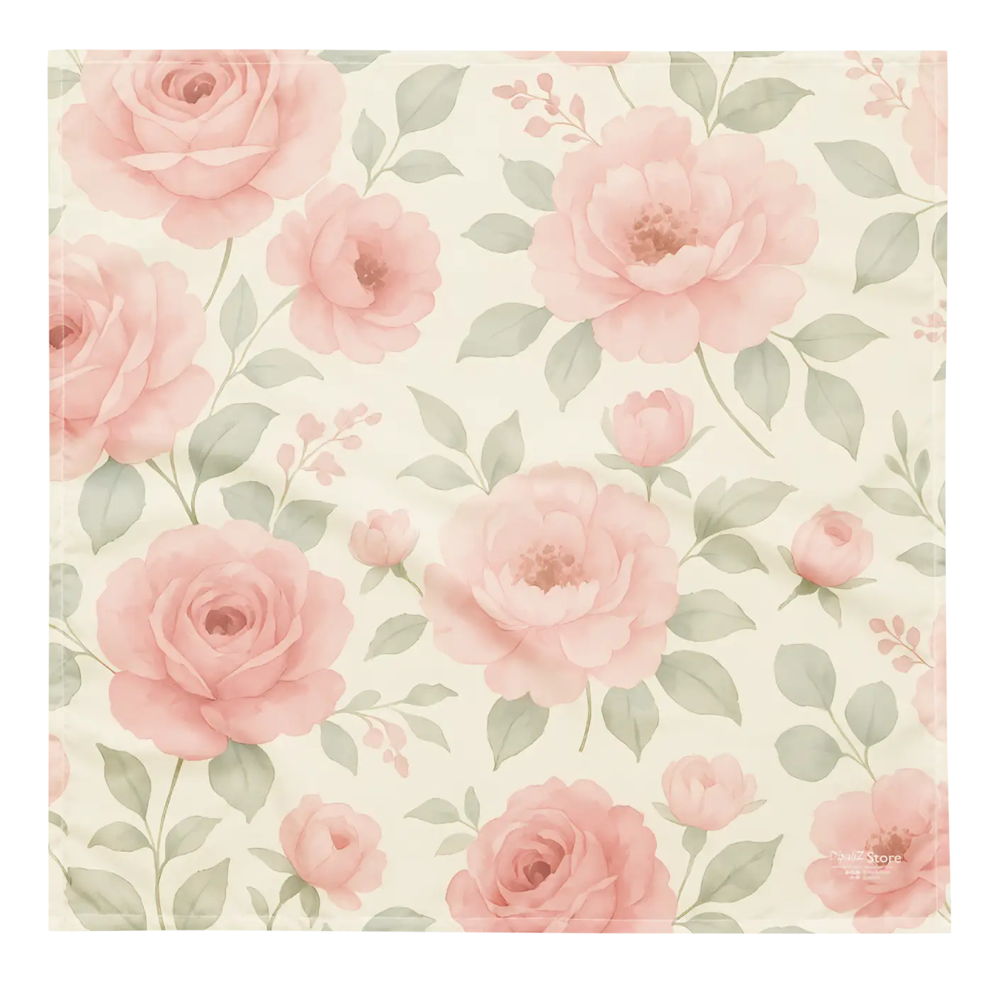 All-Over Print Bandana - Large Pink Rose Flowers - DipaliZ