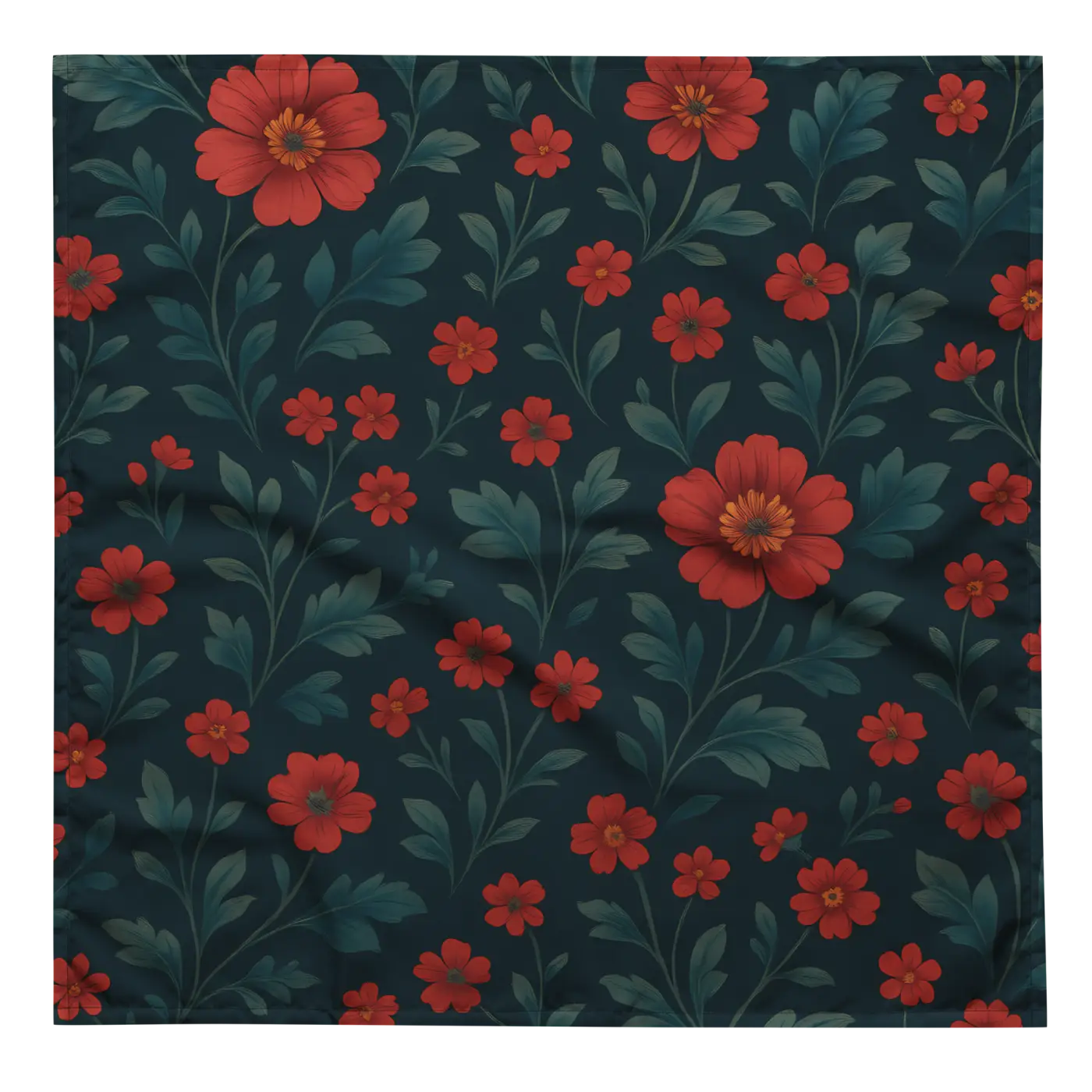 Bandana Bold Red Blooms - All-Over Print Floral - DipaliZ