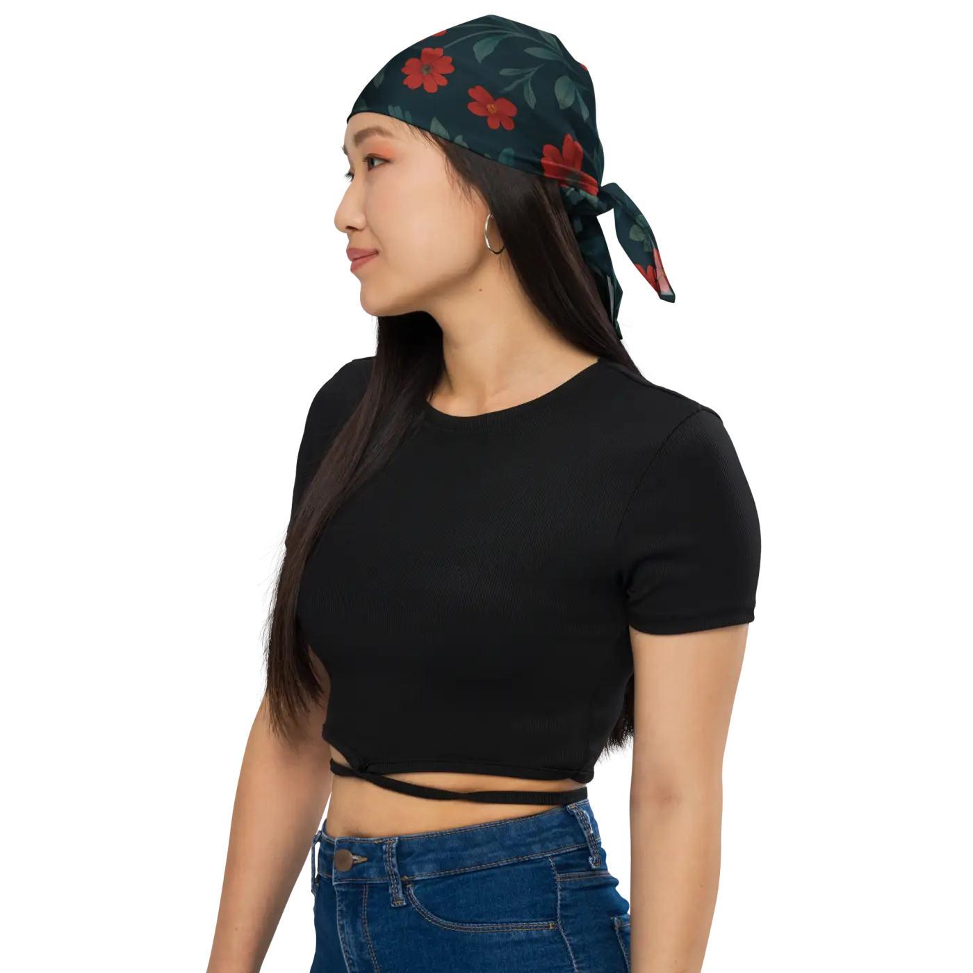 Bandana Bold Red Blooms - All-Over Print Floral - DipaliZ
