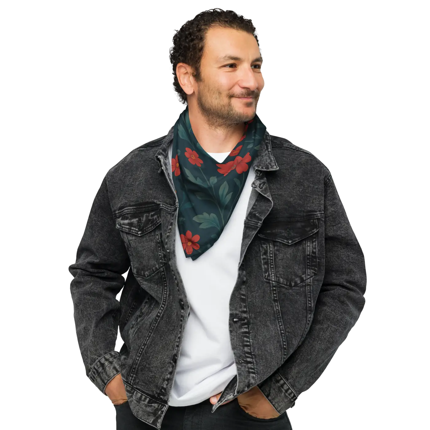 Bandana Bold Red Blooms - All-Over Print Floral - DipaliZ