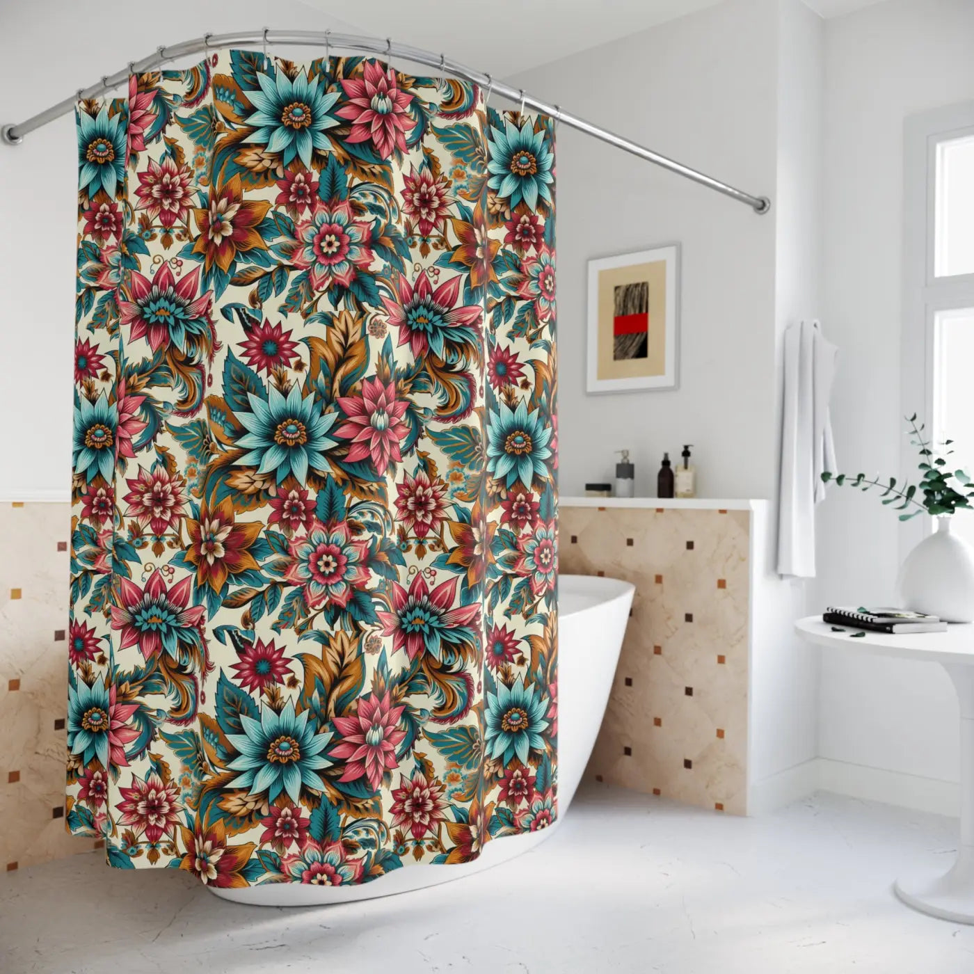 Vibrant Floral Shower Curtain - Durable Polyester - DipaliZ