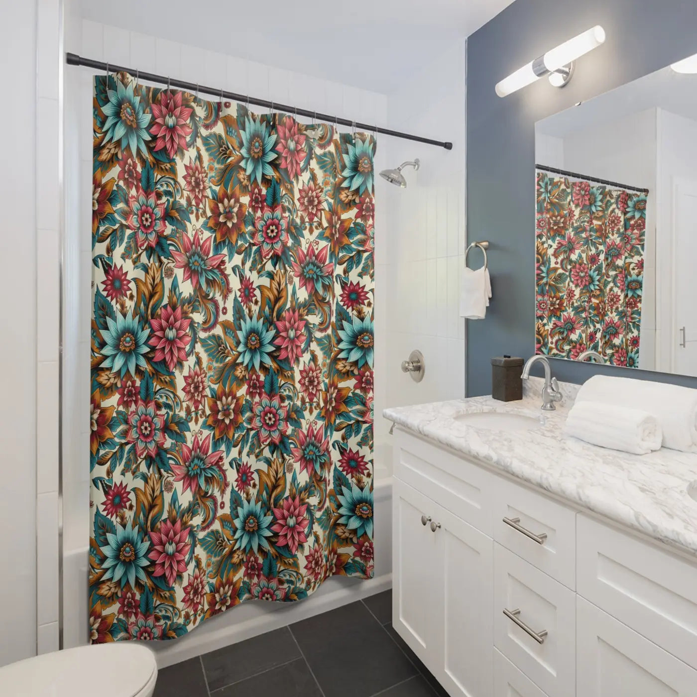Vibrant Floral Shower Curtain - Durable Polyester - DipaliZ