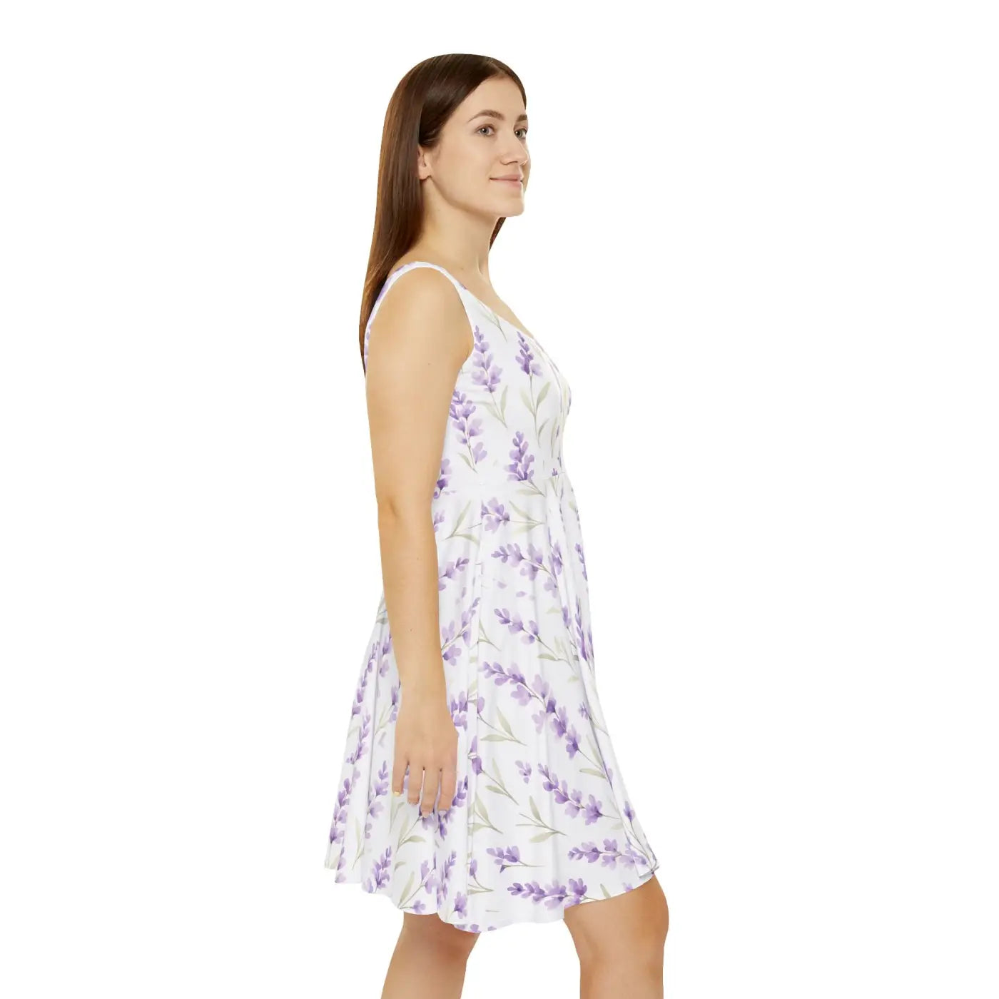 Lavender Floral Women's Skater Dress - Wedding Guest Outfit - DipaliZ