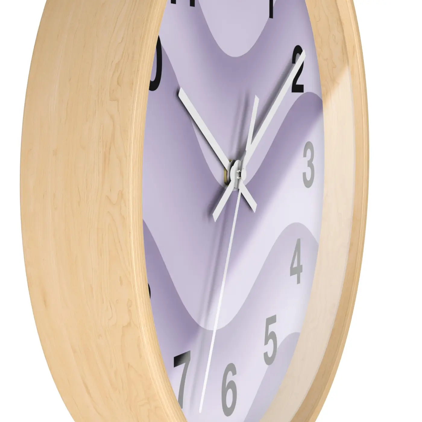 Lavender Wave Wall Clock - Abstract Purple Design Matte Black Frame - DipaliZ