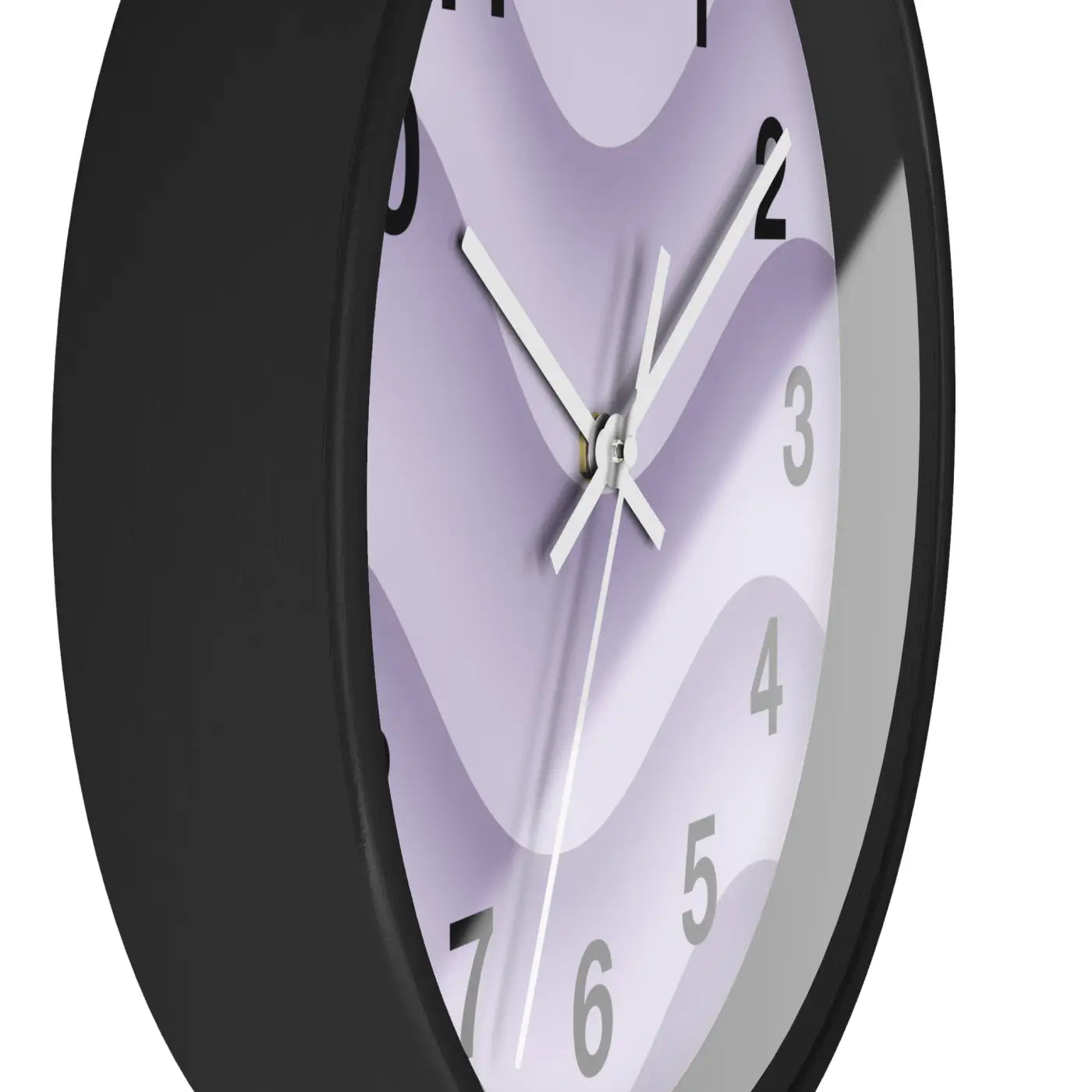 Lavender Wave Wall Clock - Abstract Purple Design Matte Black Frame - DipaliZ