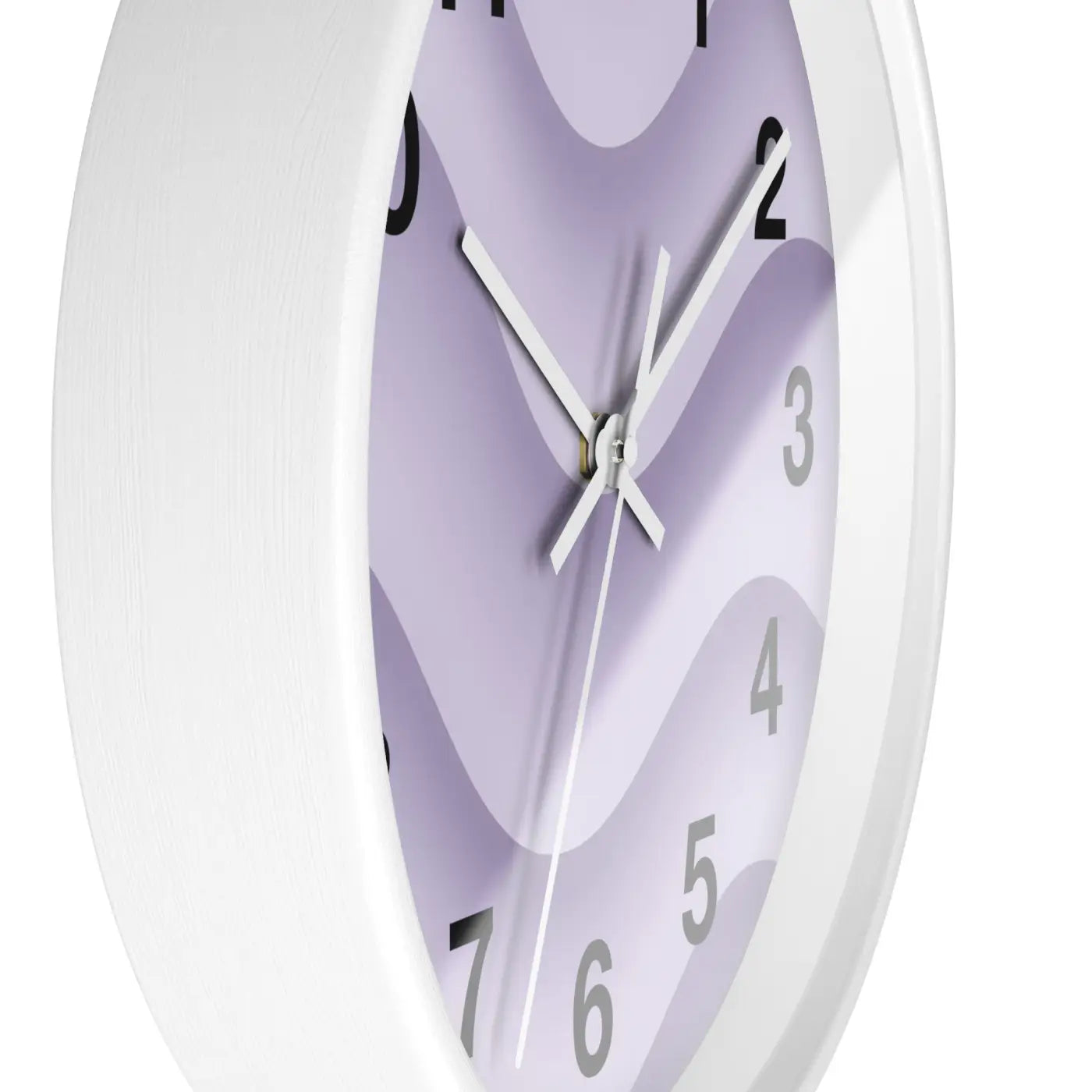 Lavender Wave Wall Clock - Abstract Purple Design Matte Black Frame - DipaliZ
