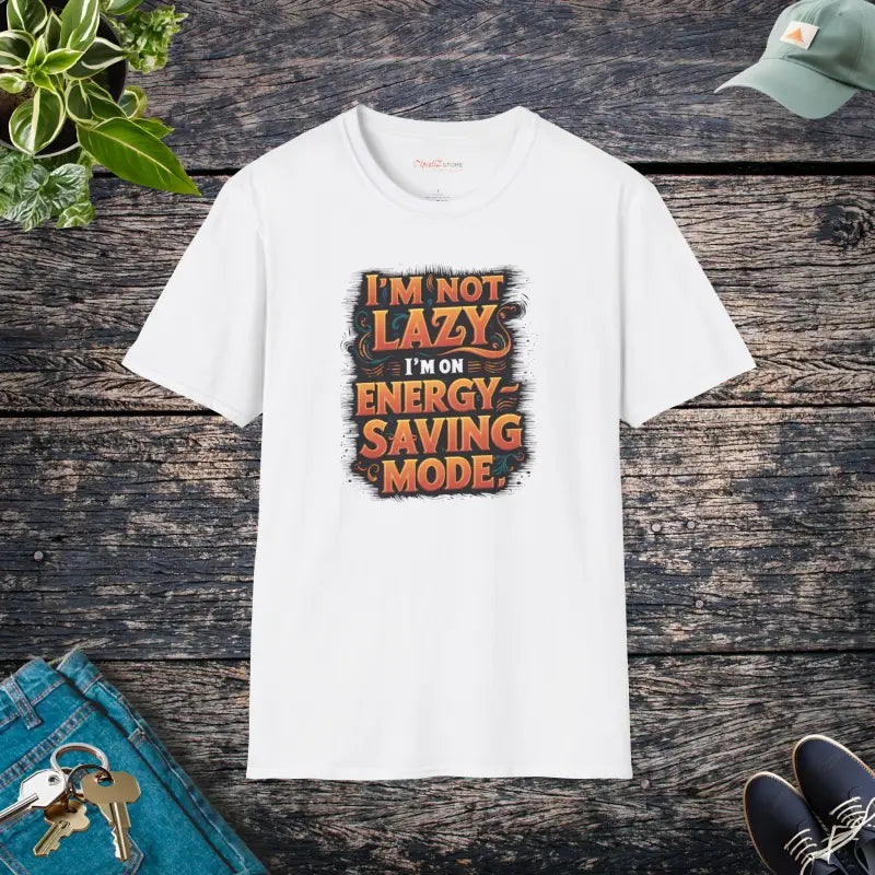 Energy Saving Mode Cotton Tee - I Am Not Lazy Unisex - DipaliZ