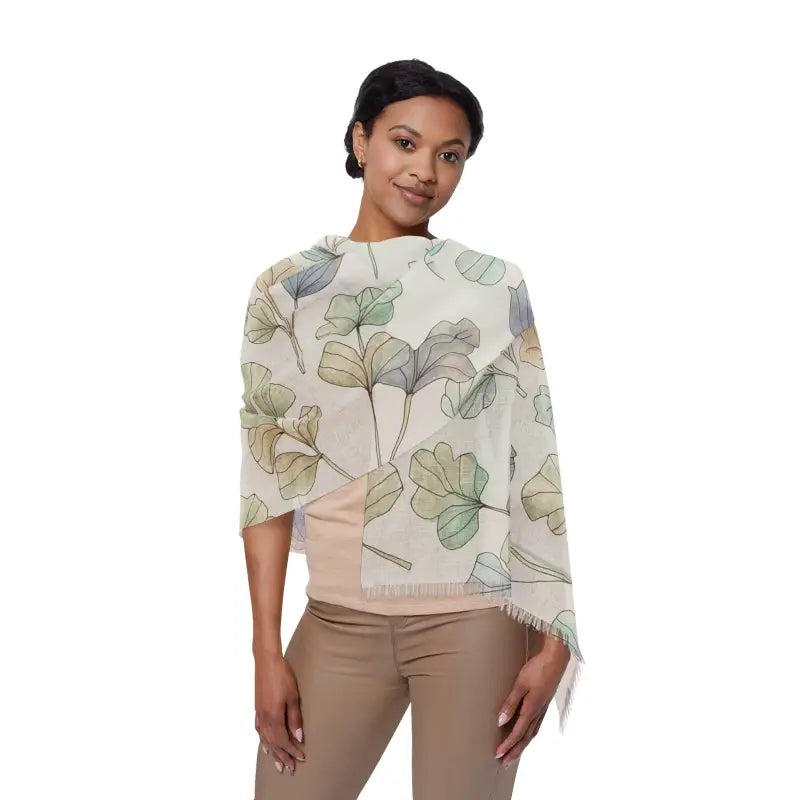 Bold Leaves Nature Scarf - Polyester Statement Piece - DipaliZ