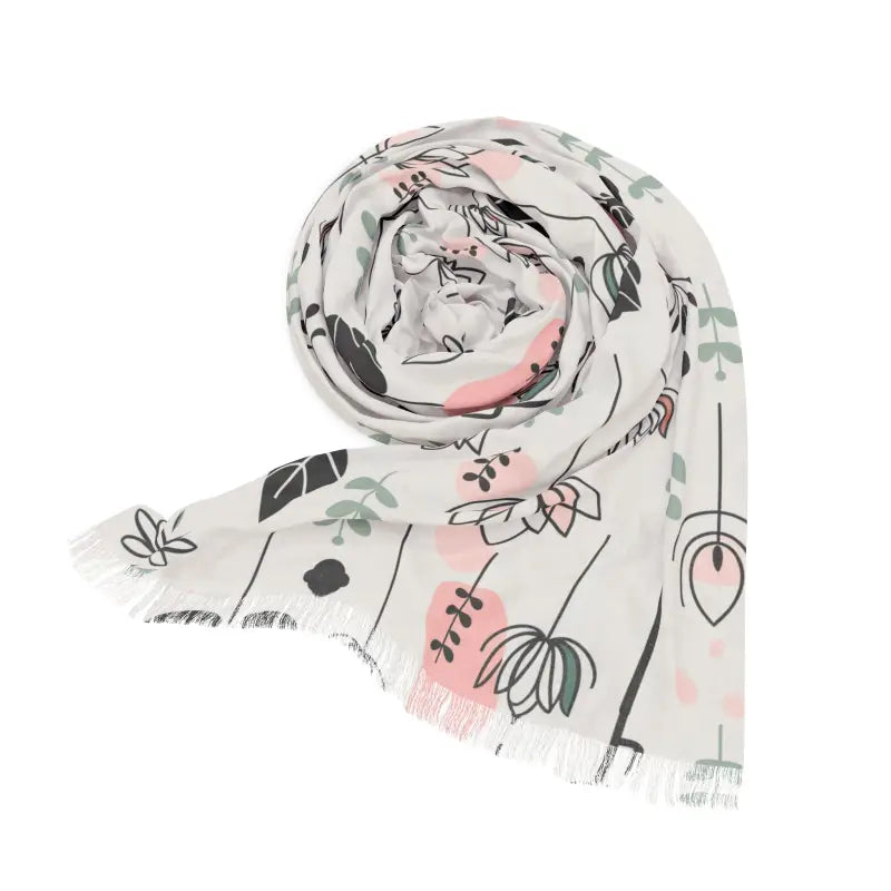 Floral Light Scarf - Leafy Pattern Elegance - DipaliZ