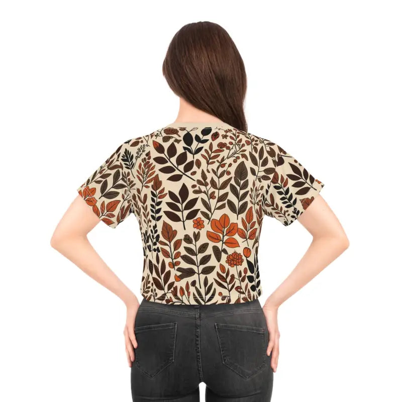 Earthy Tones AOP Crop Tee - Trendy Standout Style - DipaliZ