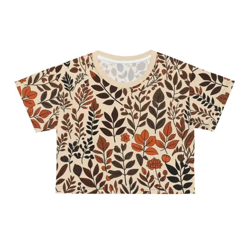 Earthy Tones AOP Crop Tee - Trendy Standout Style - DipaliZ